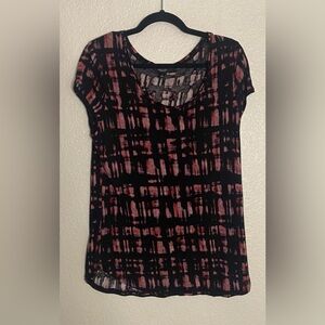 Simply Vera Vera Wang Black and Pink Blouse Size Large